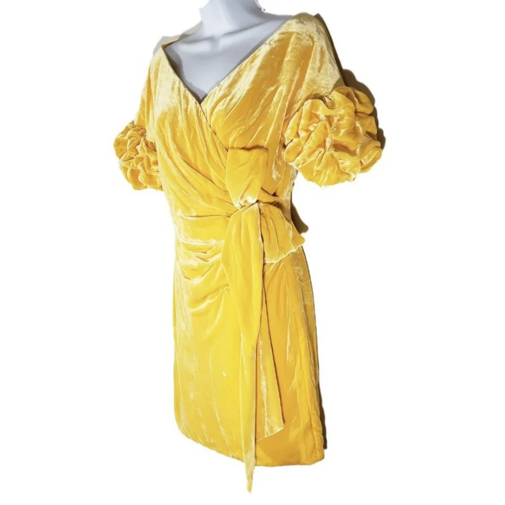 Marigold Velvet Ruched Cocktail Dress XS - Caroline Fame + Partners Free People